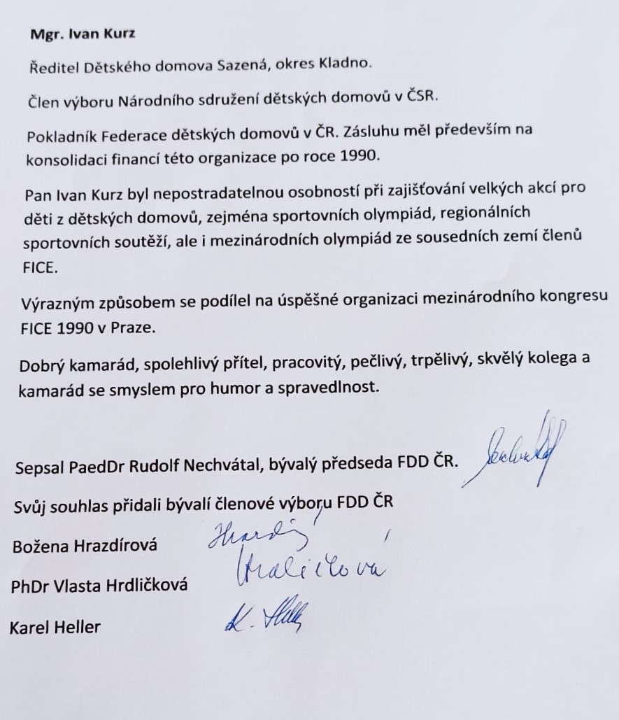 Zemřel pan Mgr. Ivan Kurz
